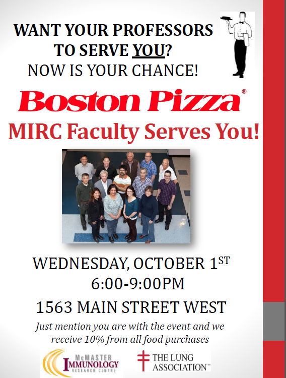 Flyer - Boston Pizza Celebrity Server Night